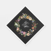 Serviette En Papier Couronne de monogramme noir d'art (Coin)