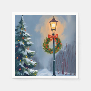 Serviette En Papier Couronne de Noël Arbre de lampadaire Fête de l'eau