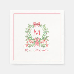 Serviette En Papier Couronne de Noël avec nœud en canne à bonbon Mon