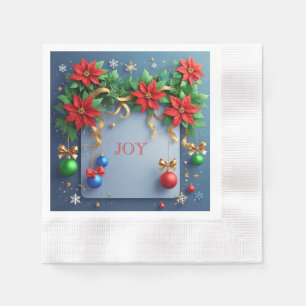 Serviette En Papier Couronne de Noël avec poinsettias