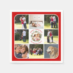 Serviette En Papier Couronne de Noël, collage photo avec neuf photos