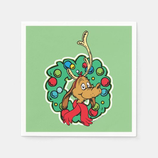 Serviette En Papier Couronne de Noël de Grinch | Max (Devant)