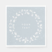 Serviette En Papier Couronne de Noël Dusty Blue à impression de houx (Devant)