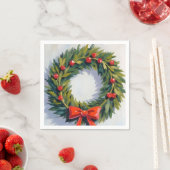 Serviette En Papier Couronne de Noël Fête Peinte (En situation)