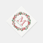 Serviette En Papier Couronne de Noël florale scandinave Monogramme (Coin)
