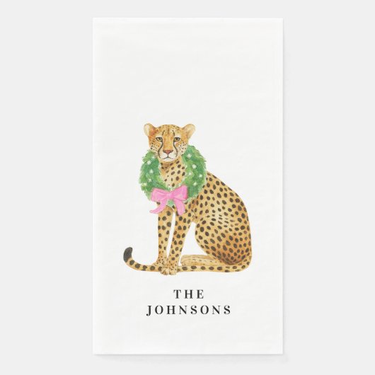 Serviette En Papier Couronne de Noël léopard (Devant)