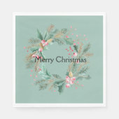 Serviette En Papier Couronne de Noël rose vert (Devant)