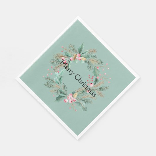 Serviette En Papier Couronne de Noël rose vert (Coin)