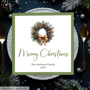 Serviette En Papier Couronne de Noël Simple Bohème Terreuse pour Fête