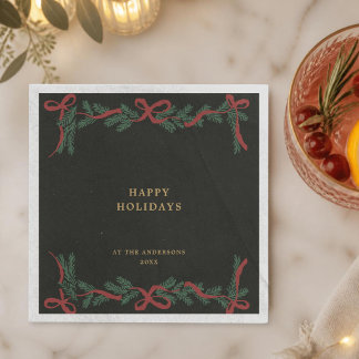 Serviette En Papier Couronne de Noël vert olive foncé Cocktail de fête