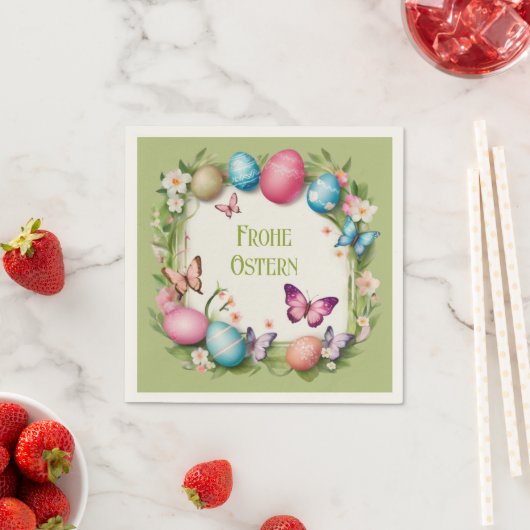 Serviette En Papier Couronne de Pâques : Joyeuses Pâques (En situation)