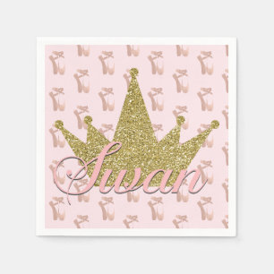Serviette En Papier Couronne de princesse cygne paillettes or fête d'a