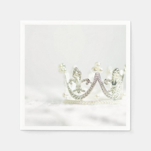 Serviette En Papier Couronne de Princesse d'Argent (Devant)