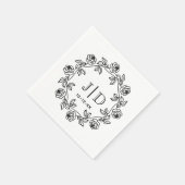 Serviette En Papier Couronne de roses 2 initiale monogramme de mariage (Coin)