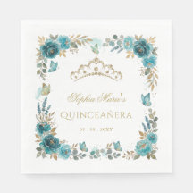 Couronne de Teal papillon floral Quinceañera