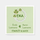 Serviette En Papier Couronne de trèfle, rayures monogrammes mariage ir (Devant)