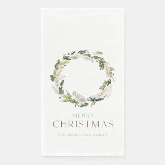 Serviette En Papier Couronne de verdure de Noël (Devant)