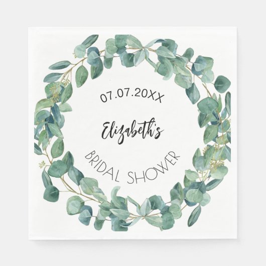 Serviette En Papier Couronne de verdure d'eucalyptus pour enterrement (Devant)