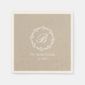 Serviette En Papier Couronne d'hiver rustique Nom de famille Fête de N (Devant)