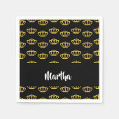 Serviette En Papier couronne d'or sur noir (Devant)
