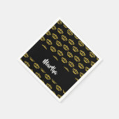 Serviette En Papier couronne d'or sur noir (Coin)
