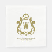Serviette En Papier Couronne d'or W Monogramme (Devant)