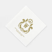 Serviette En Papier Couronne d'or W Monogramme (Coin)