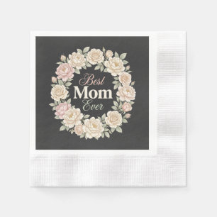 Serviette En Papier Couronne Élégante Florale Meilleure Maman