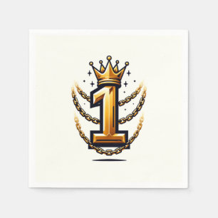 Serviette En Papier Couronne en or chaîne goutte 1 #1 1er anniversaire