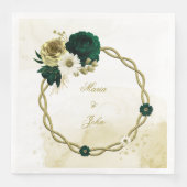 Serviette En Papier couronne Extraordinaire de fleurs d'ivoire vert ém (Devant)