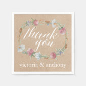 Serviette En Papier Couronne fleur sauvage Sur Mariage campagnard Kraf (Devant)