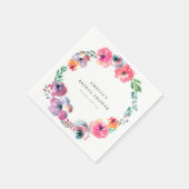 Serviette En Papier Couronne florale aquarelle boho pour fête de maria (Coin)