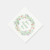 Serviette En Papier Couronne florale aquarelle peinte à la main (Coin)