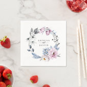 Serviette En Papier Couronne florale bleu mauve (En situation)