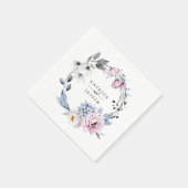 Serviette En Papier Couronne florale bleu mauve (Coin)