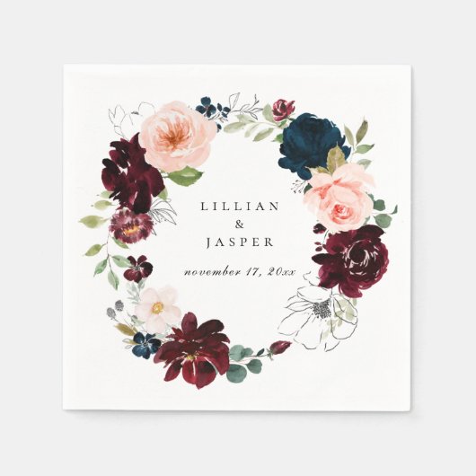 Serviette En Papier Couronne florale de automne rustique (Devant)