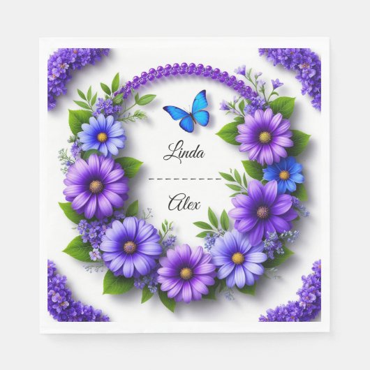 Serviette En Papier Couronne florale de mariage (Devant)