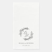 Serviette En Papier Couronne florale de mariage initiale monogramme (Devant)