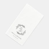 Serviette En Papier Couronne florale de mariage initiale monogramme (Coin)
