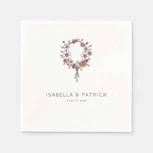 Serviette En Papier Couronne florale de pêche sereine