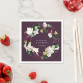 Serviette En Papier Couronne florale de prunier blanc ivoire violet pr (En situation)