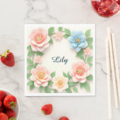 Serviette En Papier Couronne florale délicate (En situation)