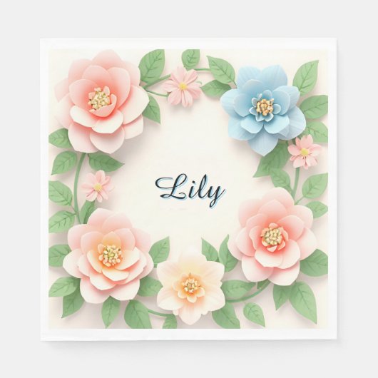 Serviette En Papier Couronne florale délicate (Devant)