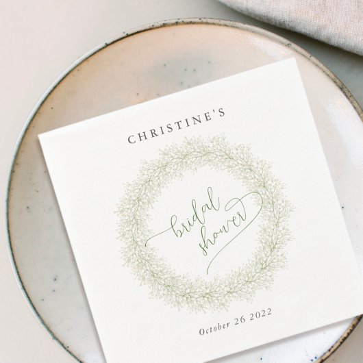 Serviette En Papier Couronne florale élégante de mariage hivernal