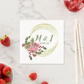 Serviette En Papier Couronne florale logo de mariage initial (En situation)