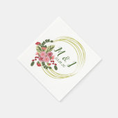 Serviette En Papier Couronne florale logo de mariage initial (Coin)
