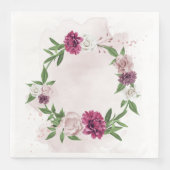 Serviette En Papier couronne florale mauve rose (Devant)