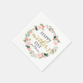 Serviette En Papier Couronne florale sur mesure rose personnalisée Bru (Coin)