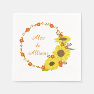 Serviette En Papier Couronne mariage de tournesol jaune