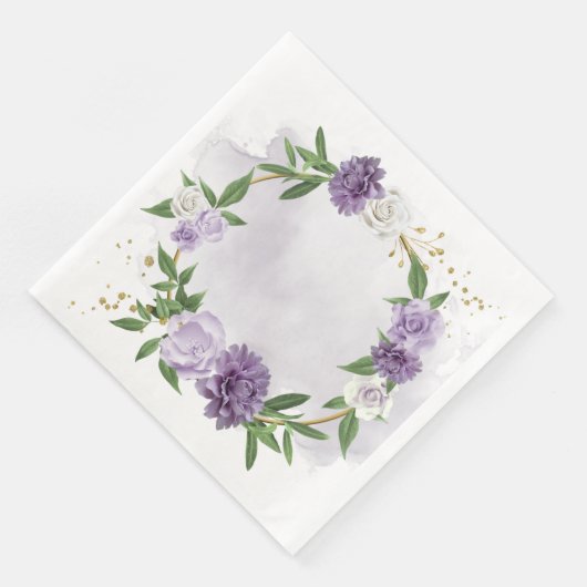 Serviette En Papier couronne mauve blanche (Coin)